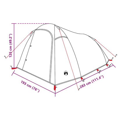vidaXL Camping Tent Tunnel 3-Person White Blackout Fabric Waterproof - 43246