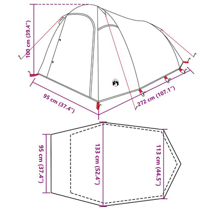 vidaXL Camping Tent Tunnel 2-Person Grey and Orange Waterproof
