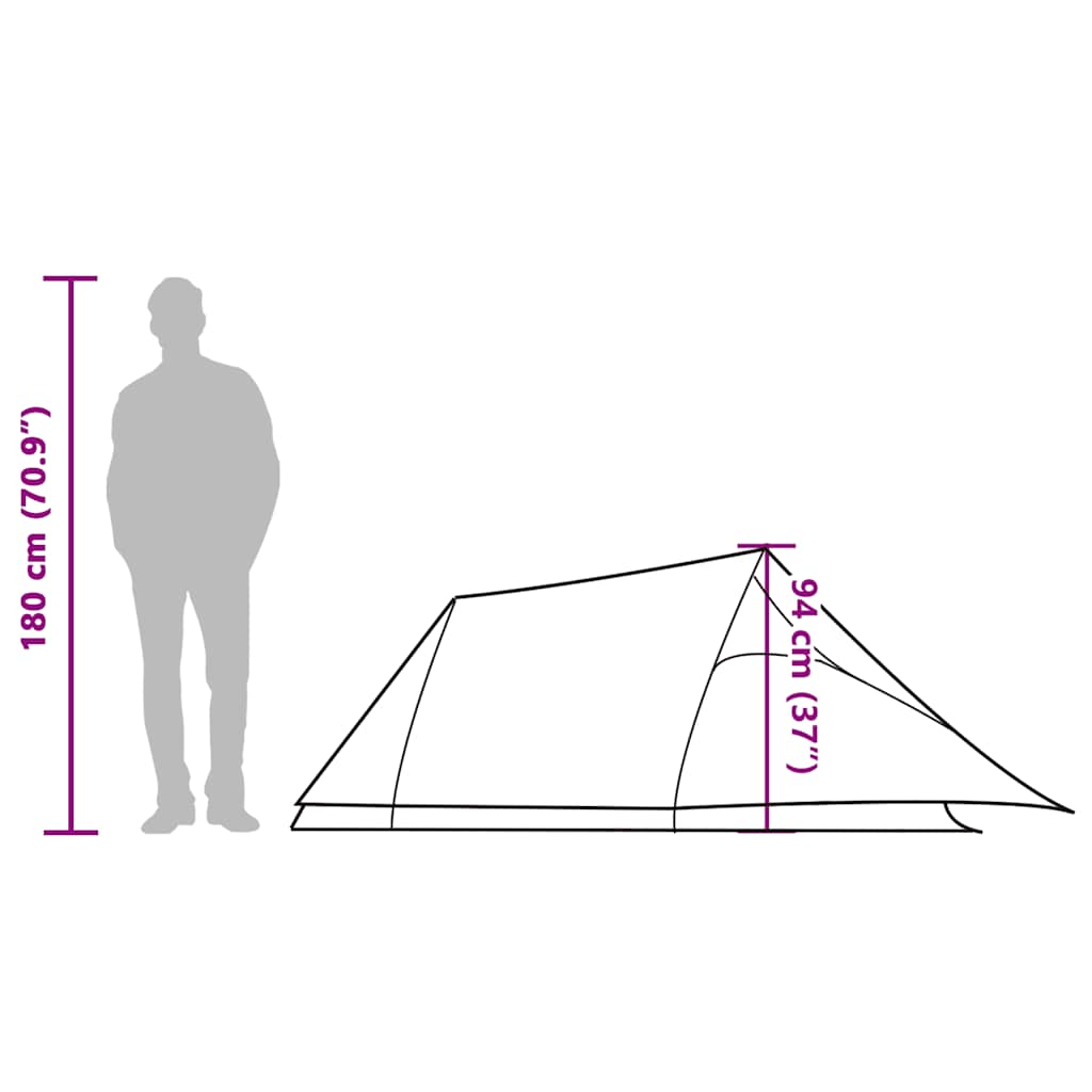 vidaXL Camping Tent Tunnel 2-Person Grey and Orange Waterproof