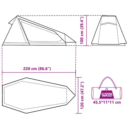 vidaXL Camping Tent Tunnel 1-Person Grey and Orange Waterproof