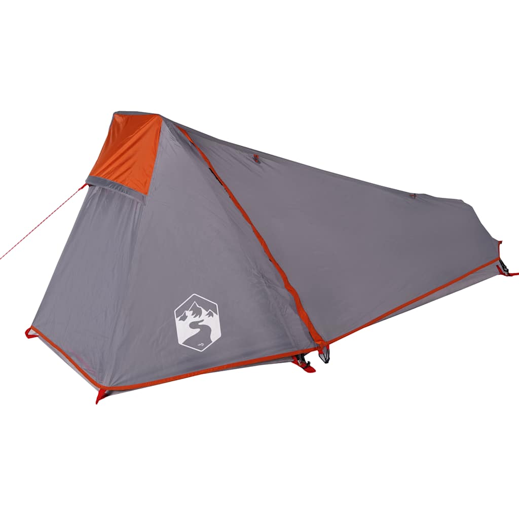 vidaXL Camping Tent Tunnel 1-Person Grey and Orange Waterproof