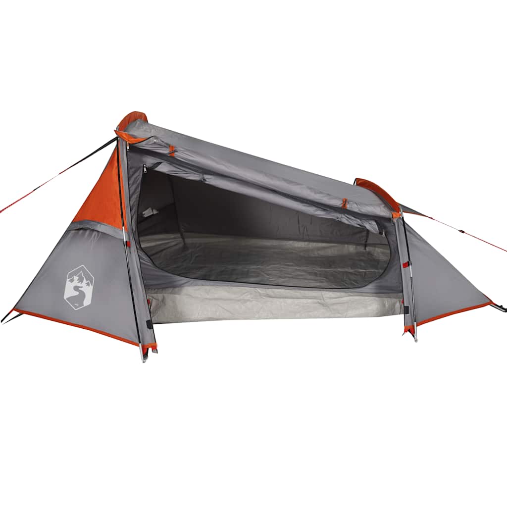 vidaXL Camping Tent Tunnel 2-Person Grey and Orange Waterproof - 43289