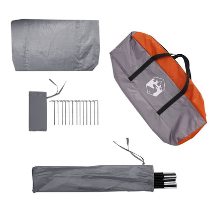 vidaXL Camping Tent Tunnel 2-Person Grey and Orange Waterproof - 43289