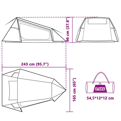 vidaXL Camping Tent Tunnel 2-Person Grey and Orange Waterproof - 43289