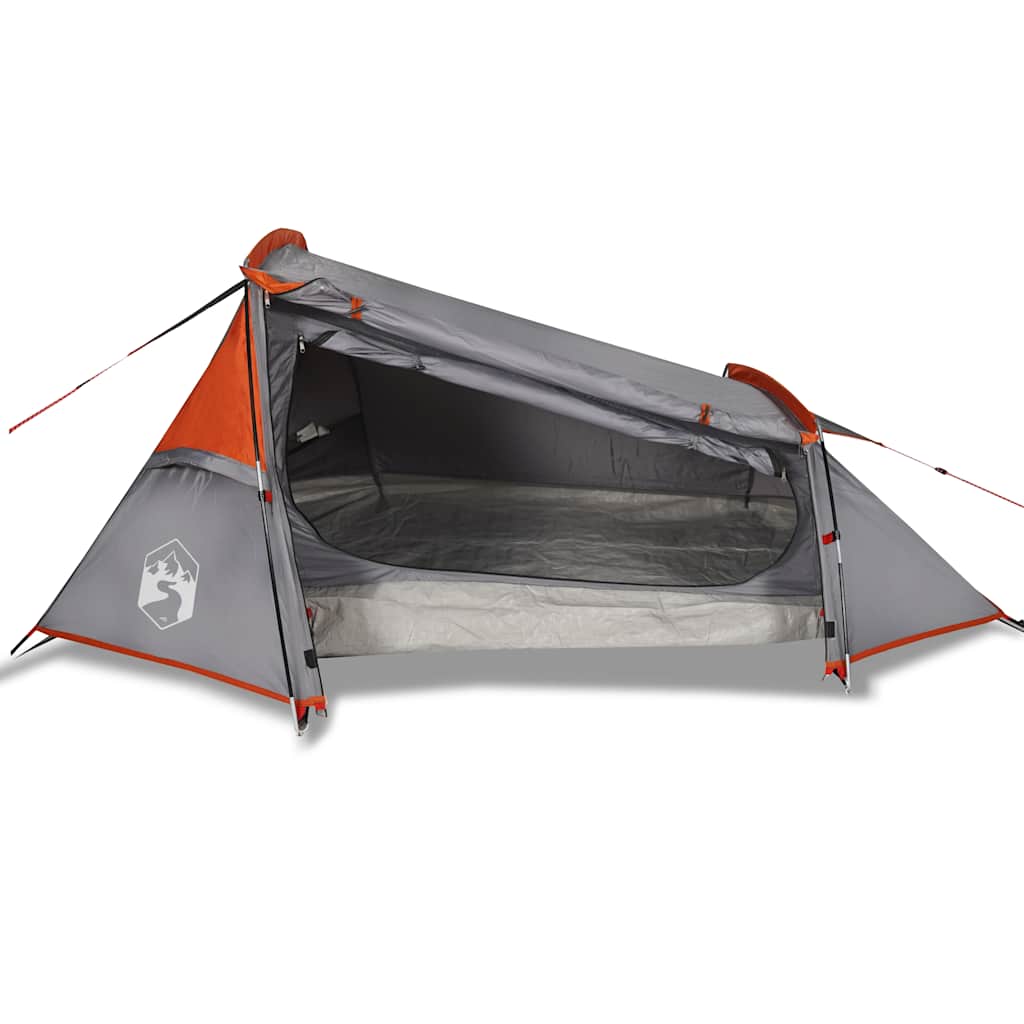 vidaXL Camping Tent Tunnel 2-Person Grey and Orange Waterproof - 43289