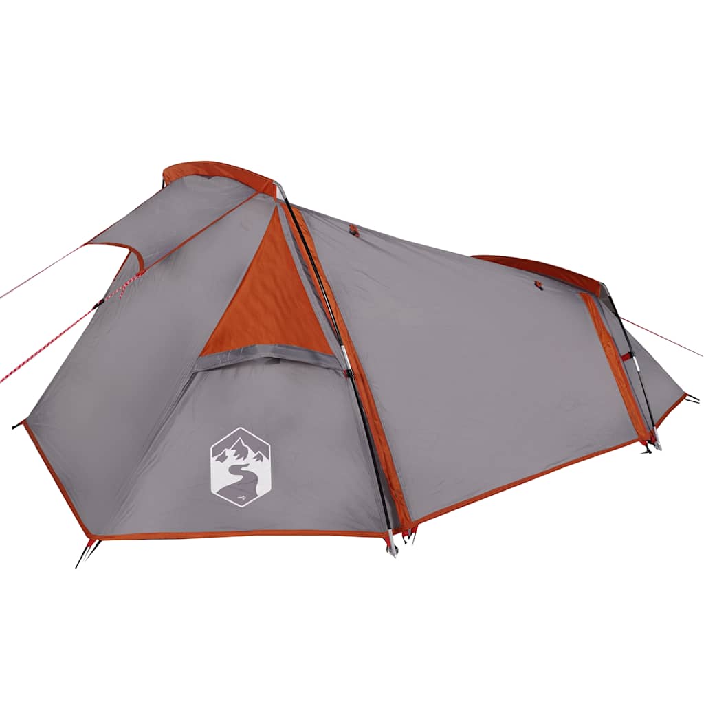 vidaXL Camping Tent Tunnel 2-Person Grey and Orange Waterproof - 43289