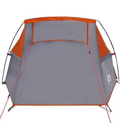 vidaXL Camping Tent Tunnel 2-Person Grey and Orange Waterproof - 43289