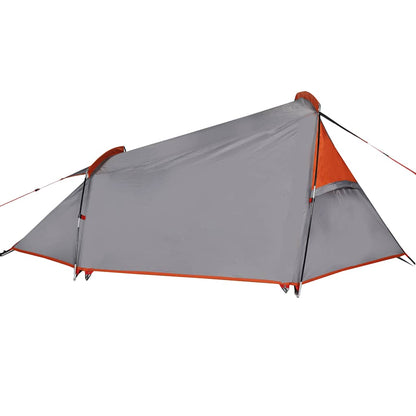 vidaXL Camping Tent Tunnel 2-Person Grey and Orange Waterproof - 43289