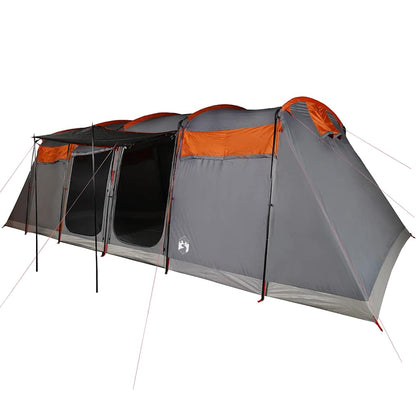 vidaXL Family Tent Tunnel 8-Person Grey and Orange Waterproof - 43297