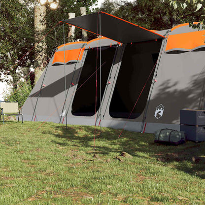 vidaXL Family Tent Tunnel 8-Person Grey and Orange Waterproof - 43297