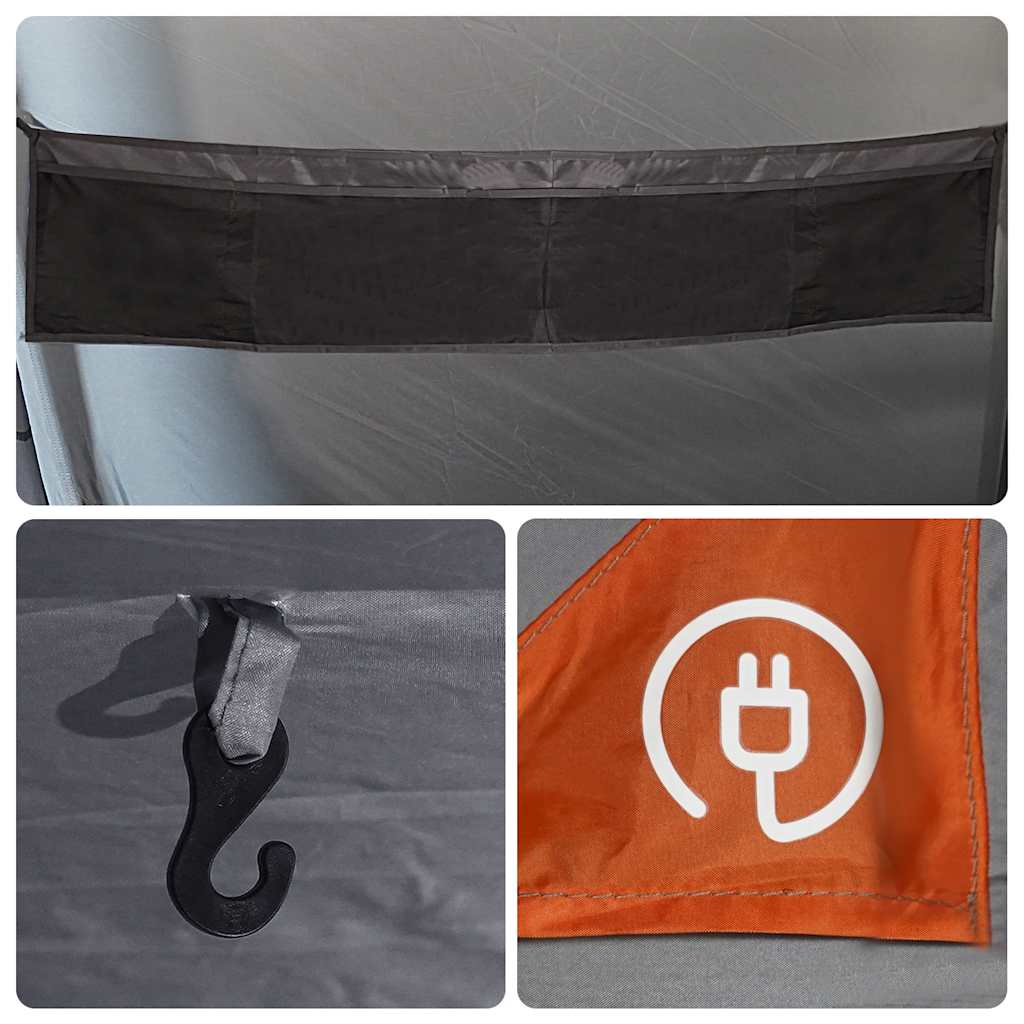 vidaXL Family Tent Tunnel 8-Person Grey and Orange Waterproof - 43297
