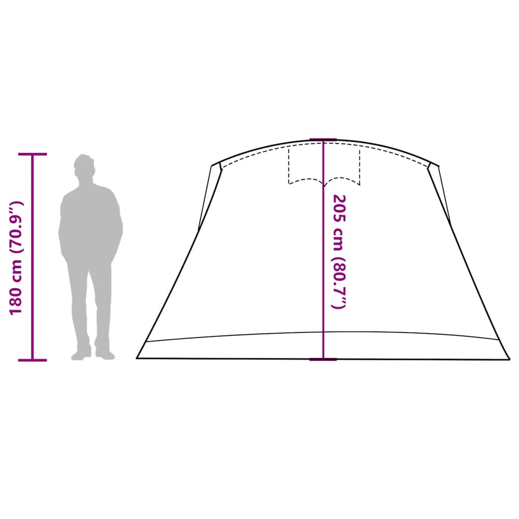 vidaXL Family Tent Tunnel 8-Person Grey and Orange Waterproof - 43297