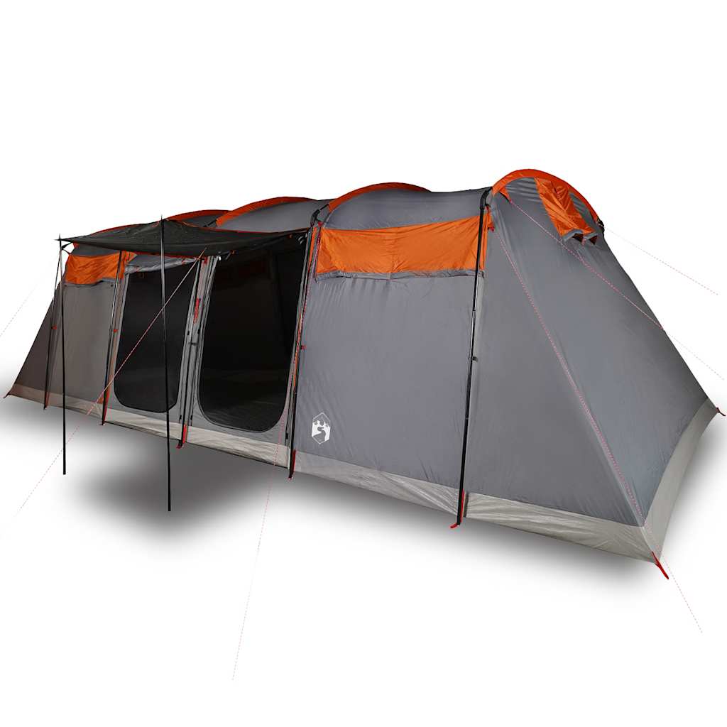 vidaXL Family Tent Tunnel 8-Person Grey and Orange Waterproof - 43297