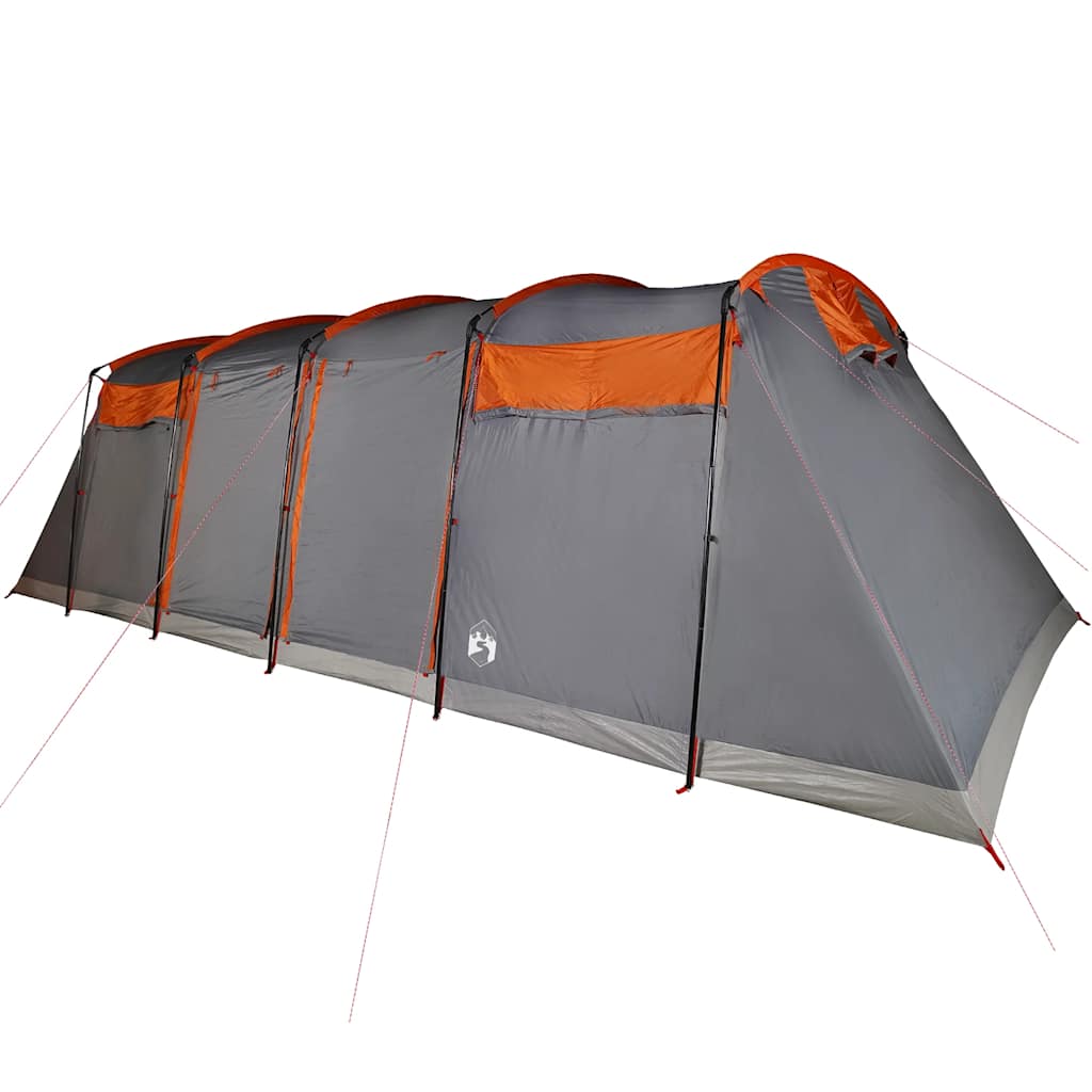 vidaXL Family Tent Tunnel 8-Person Grey and Orange Waterproof - 43297