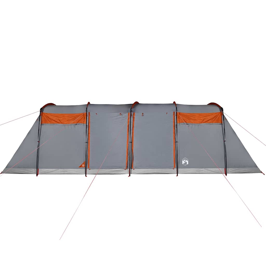 vidaXL Family Tent Tunnel 8-Person Grey and Orange Waterproof - 43297