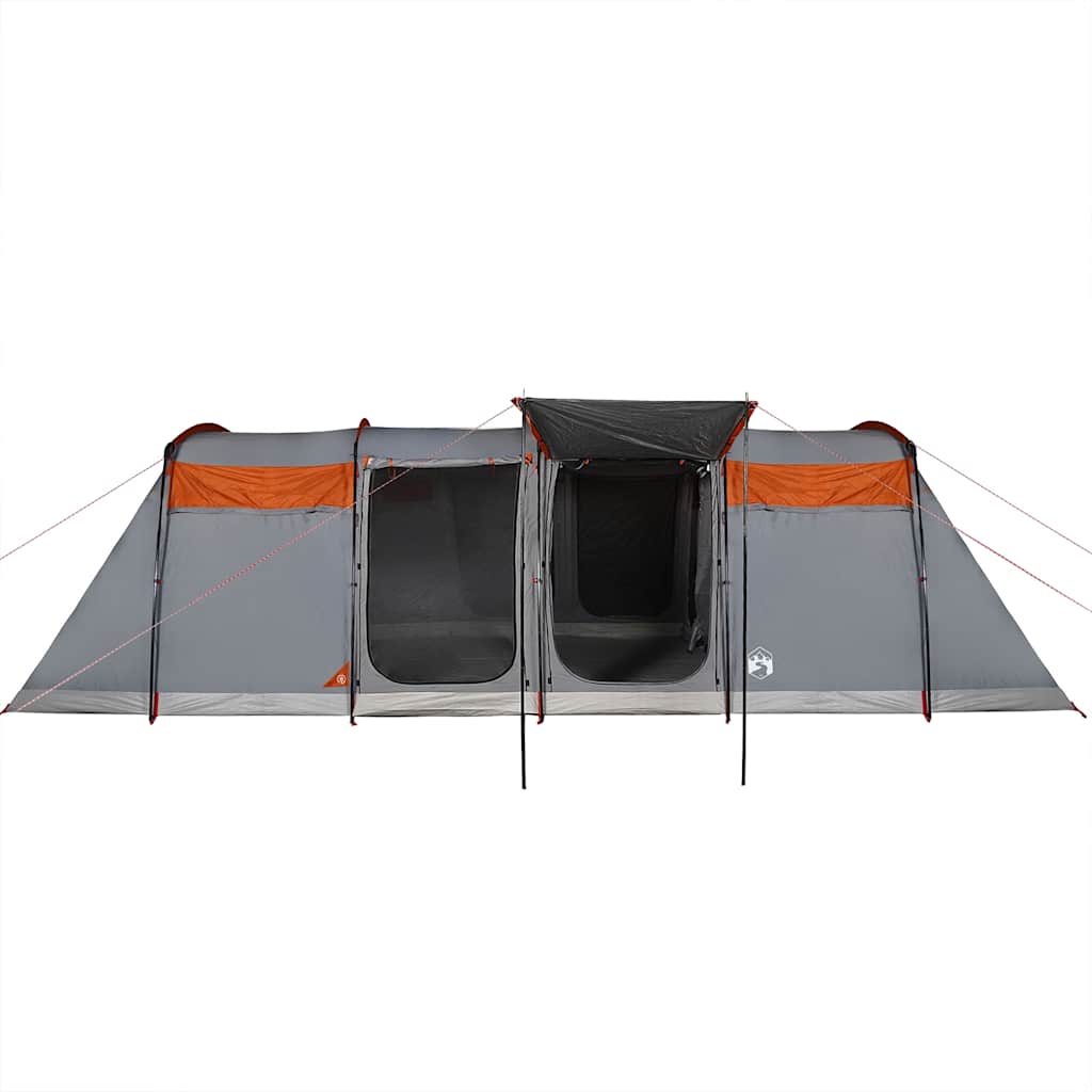 vidaXL Family Tent Tunnel 8-Person Grey and Orange Waterproof - 43297