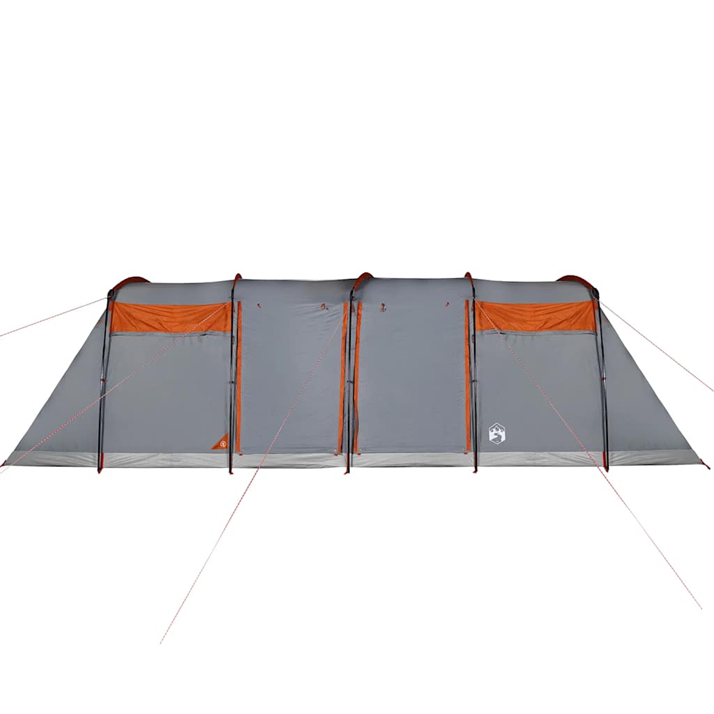 vidaXL Family Tent Tunnel 8-Person Grey and Orange Waterproof - 43297