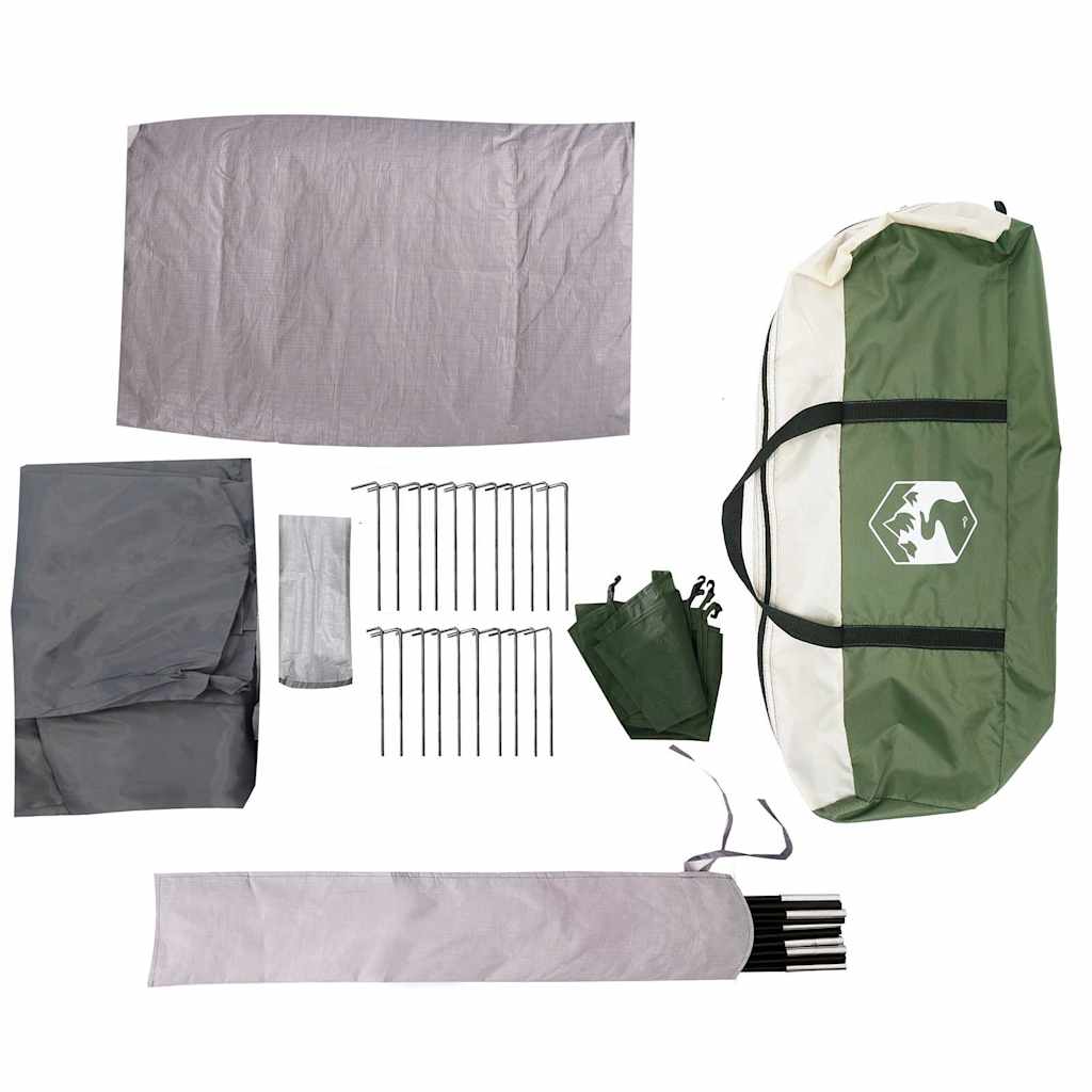 vidaXL Family Tent Tunnel 10-Person Green Waterproof