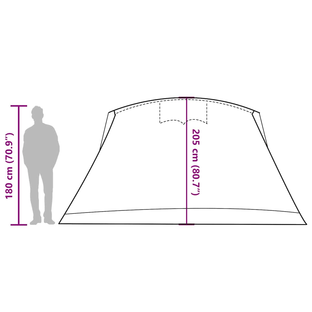 vidaXL Family Tent Tunnel 10-Person Green Waterproof