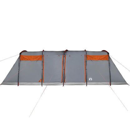 vidaXL Family Tent Tunnel 10-Person Grey and Orange Waterproof