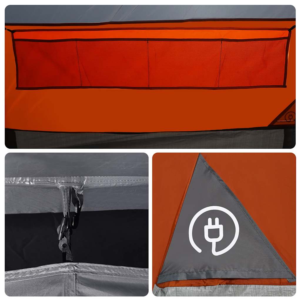 vidaXL Camping Tent Tunnel 3-Person Grey and Orange Waterproof - 43333