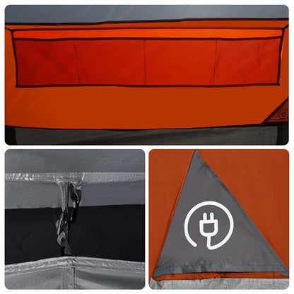 vidaXL Camping Tent Tunnel 3-Person Grey and Orange Waterproof - 43333