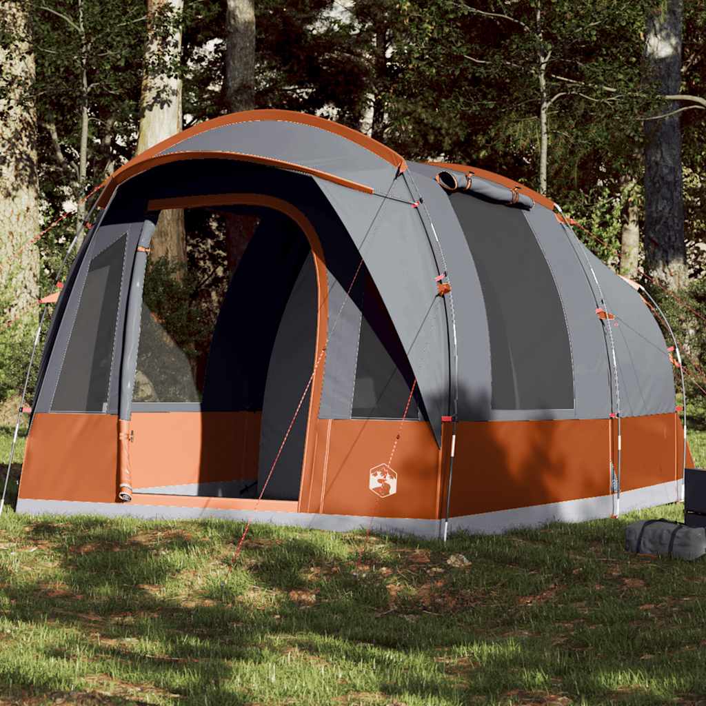 vidaXL Camping Tent Tunnel 3-Person Grey and Orange Waterproof - 43333