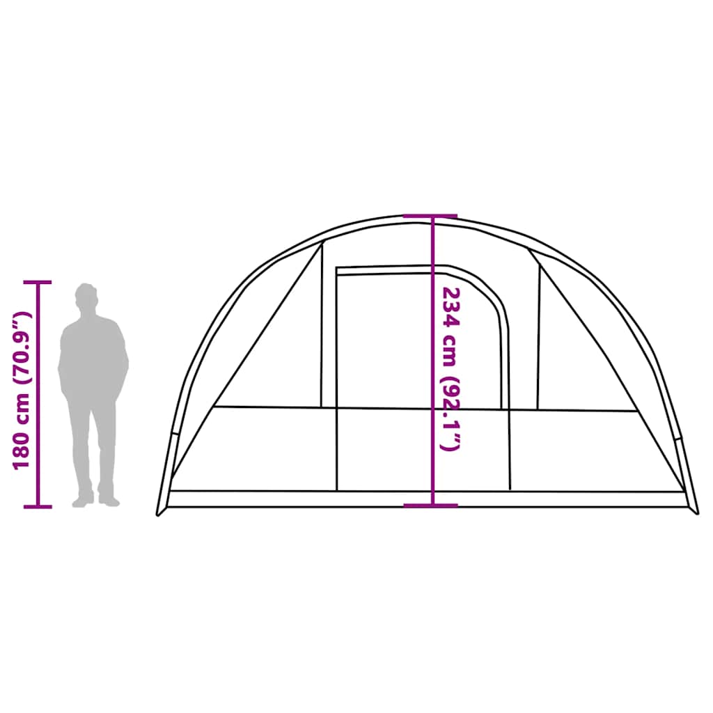 vidaXL Family Tent Tunnel 7-Person Green Waterproof