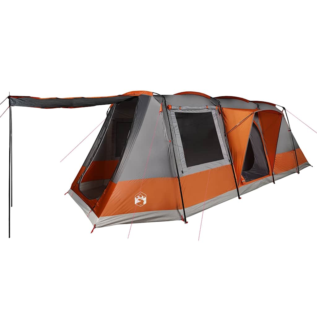 vidaXL Camping Tent Tunnel 4-Person Grey and Orange Waterproof - 43361