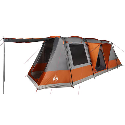 vidaXL Camping Tent Tunnel 4-Person Grey and Orange Waterproof - 43361