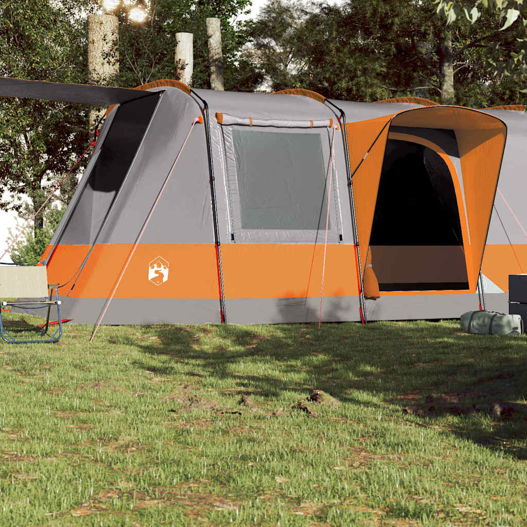 vidaXL Camping Tent Tunnel 4-Person Grey and Orange Waterproof - 43361