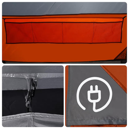 vidaXL Camping Tent Tunnel 4-Person Grey and Orange Waterproof - 43361
