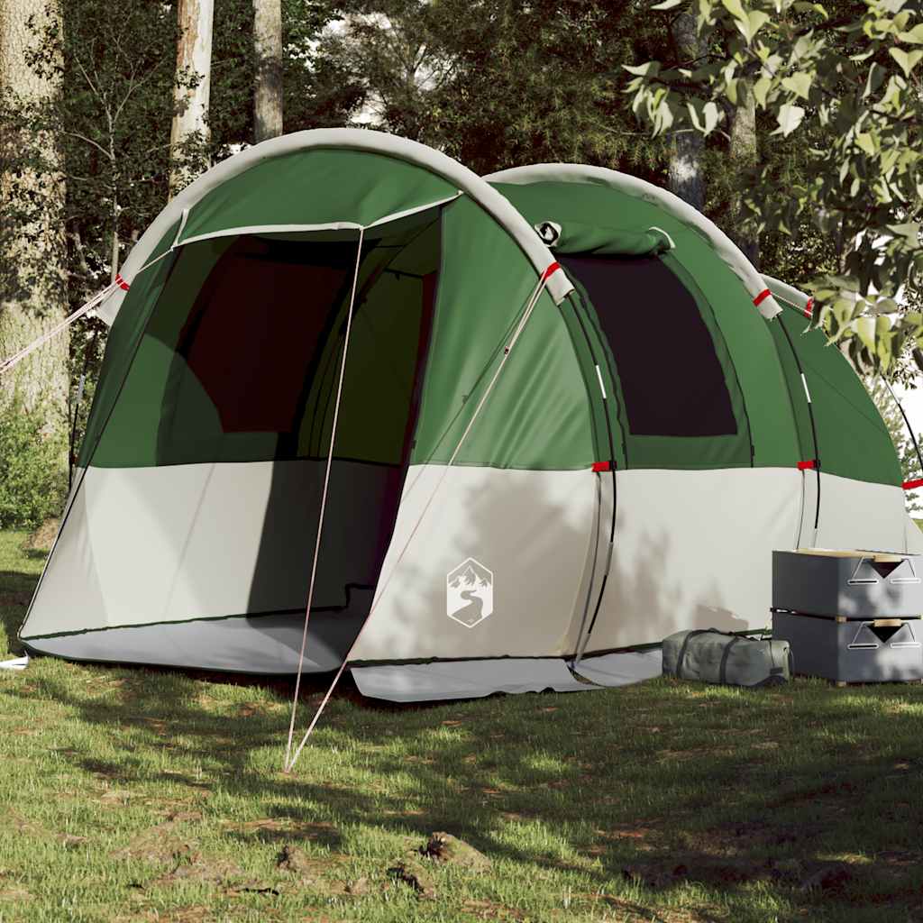 vidaXL Camping Tent Tunnel 4-Person Green Waterproof - 43366