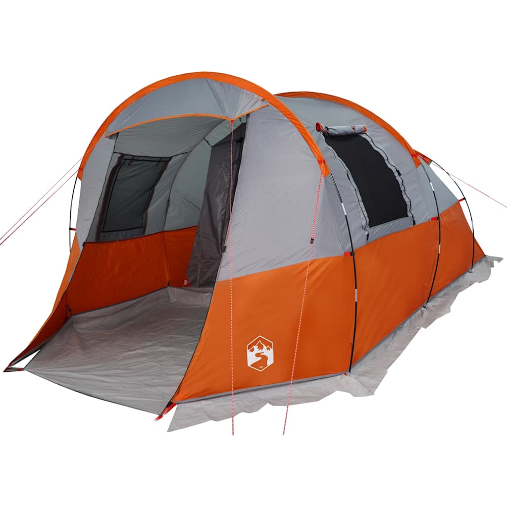 vidaXL Camping Tent Tunnel 4-Person Grey and Orange Waterproof - 43369