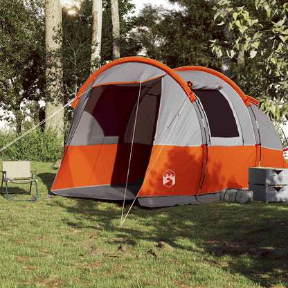 vidaXL Camping Tent Tunnel 4-Person Grey and Orange Waterproof - 43369