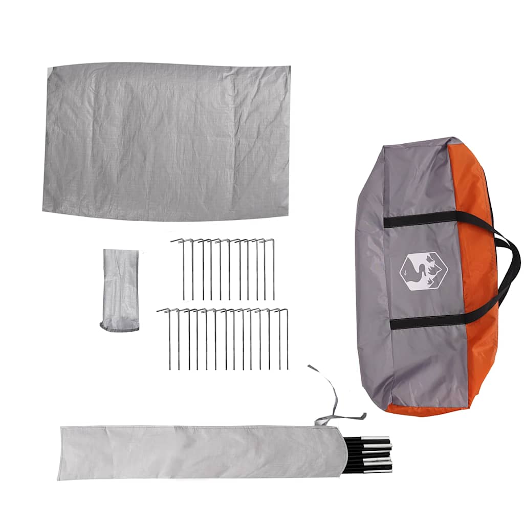 vidaXL Camping Tent Tunnel 4-Person Grey and Orange Waterproof - 43369