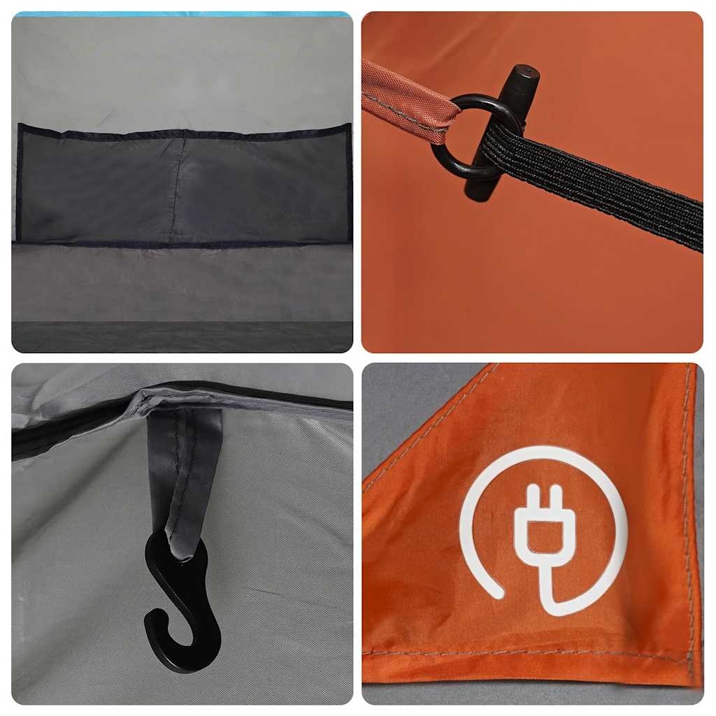 vidaXL Camping Tent Tunnel 4-Person Grey and Orange Waterproof - 43369