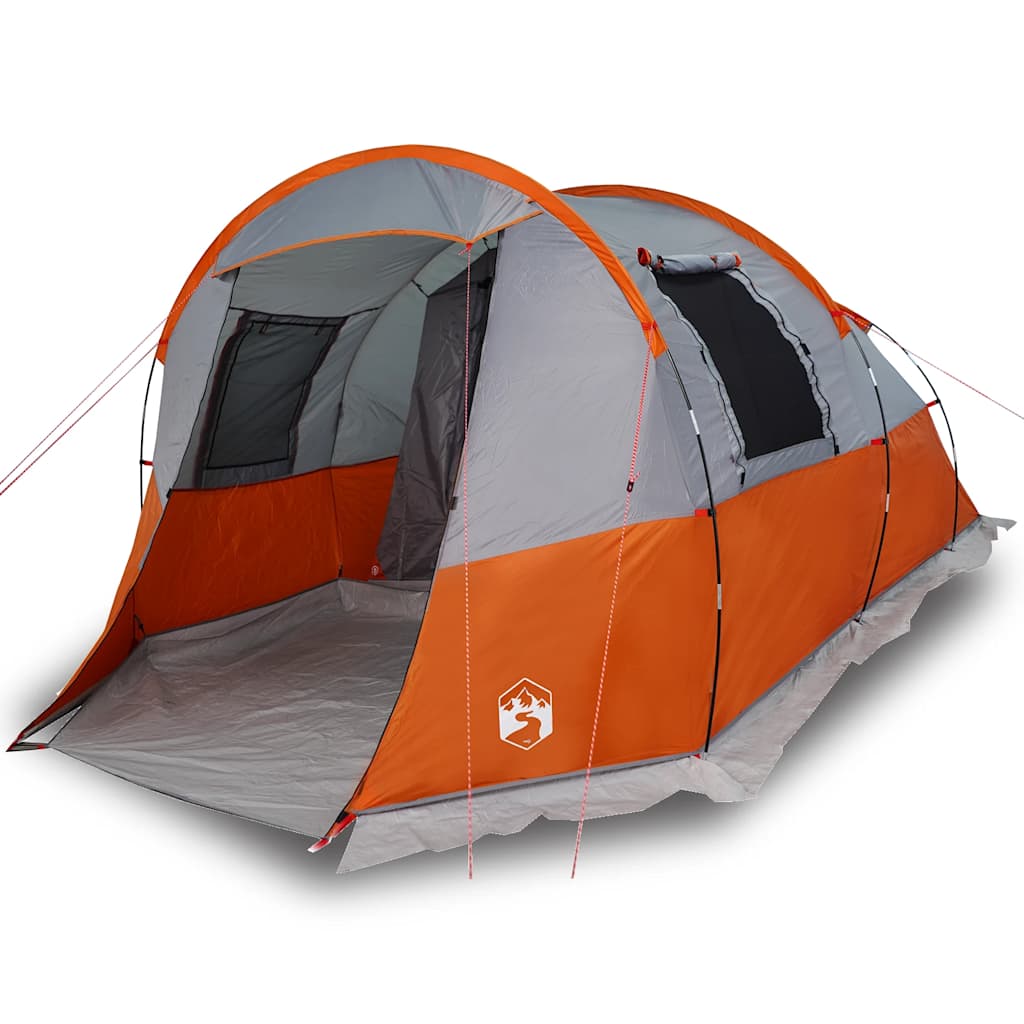 vidaXL Camping Tent Tunnel 4-Person Grey and Orange Waterproof - 43369