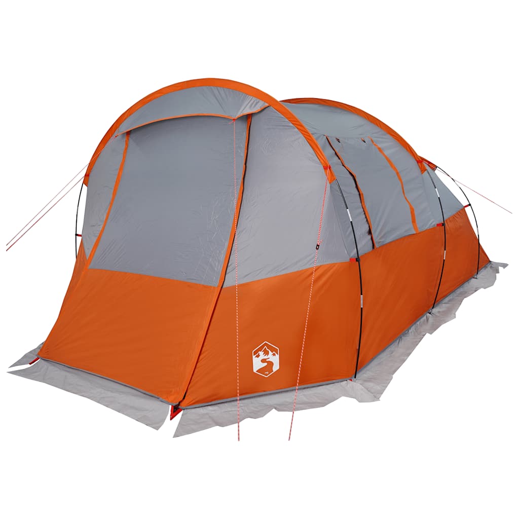 vidaXL Camping Tent Tunnel 4-Person Grey and Orange Waterproof - 43369