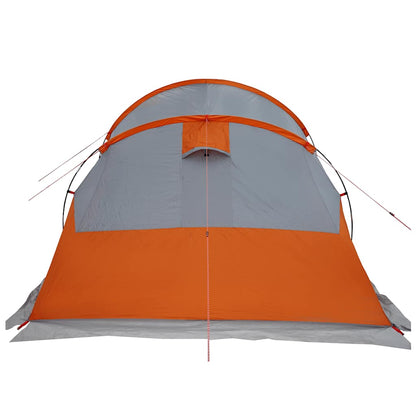 vidaXL Camping Tent Tunnel 4-Person Grey and Orange Waterproof - 43369