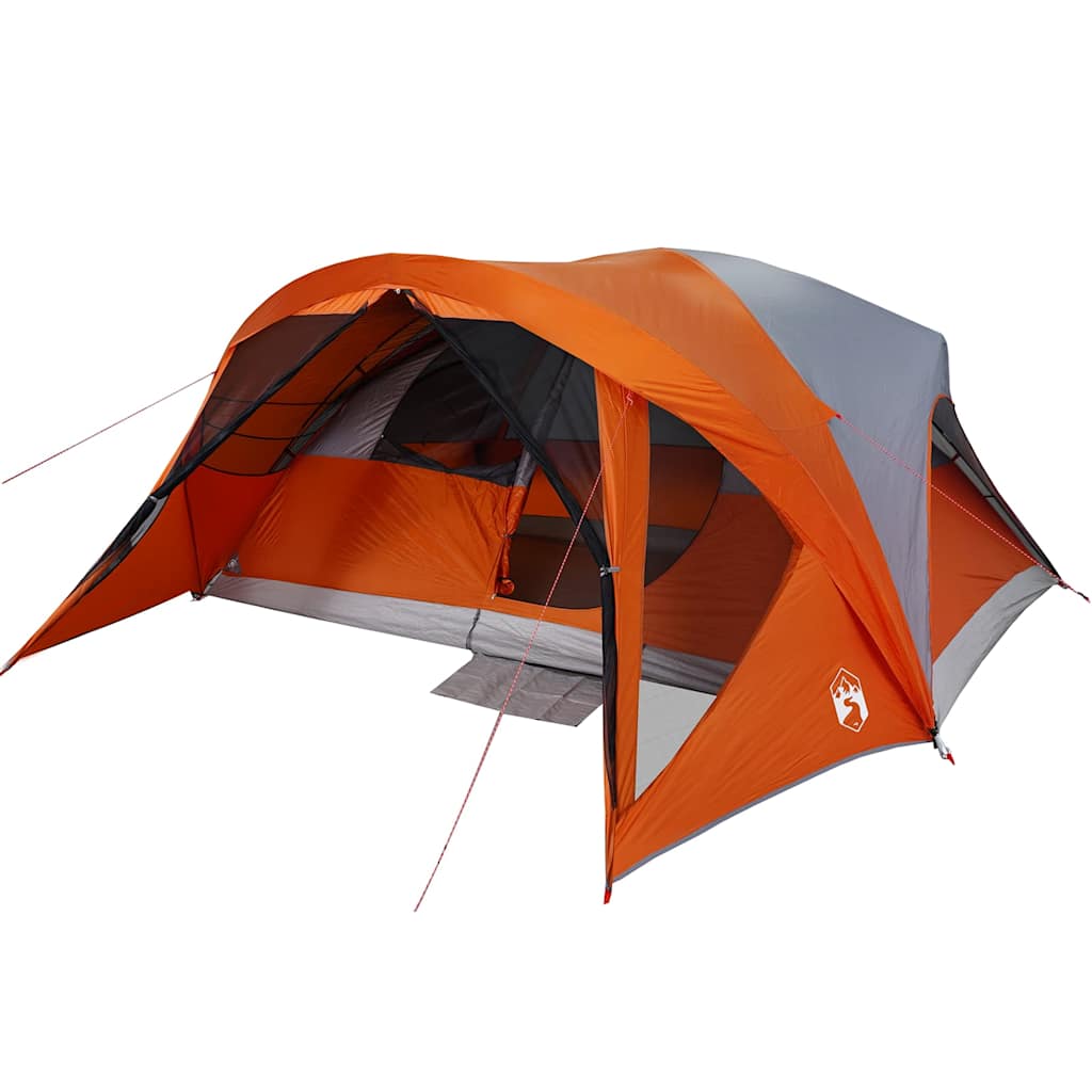 vidaXL Family Tent Cabin 6-Person Grey and Orange Waterproof - 43384