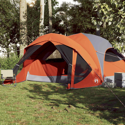 vidaXL Family Tent Cabin 6-Person Grey and Orange Waterproof - 43384