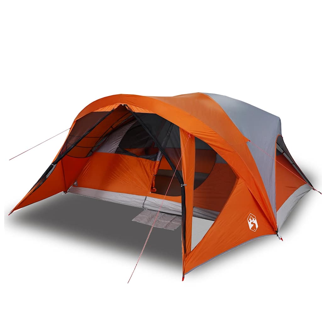 vidaXL Family Tent Cabin 6-Person Grey and Orange Waterproof - 43384