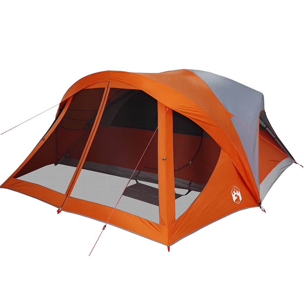 vidaXL Family Tent Cabin 6-Person Grey and Orange Waterproof - 43384