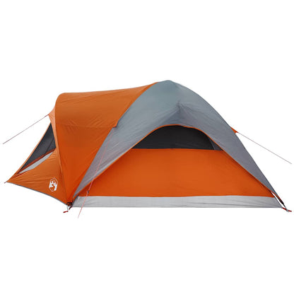 vidaXL Family Tent Cabin 6-Person Grey and Orange Waterproof - 43384