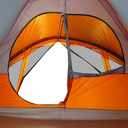 vidaXL Family Tent Cabin 6-Person Grey and Orange Waterproof - 43384