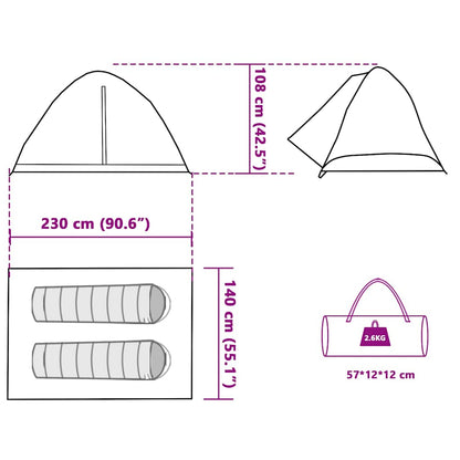 vidaXL Camping Tent Dome 2-Person Blue Waterproof - 43423