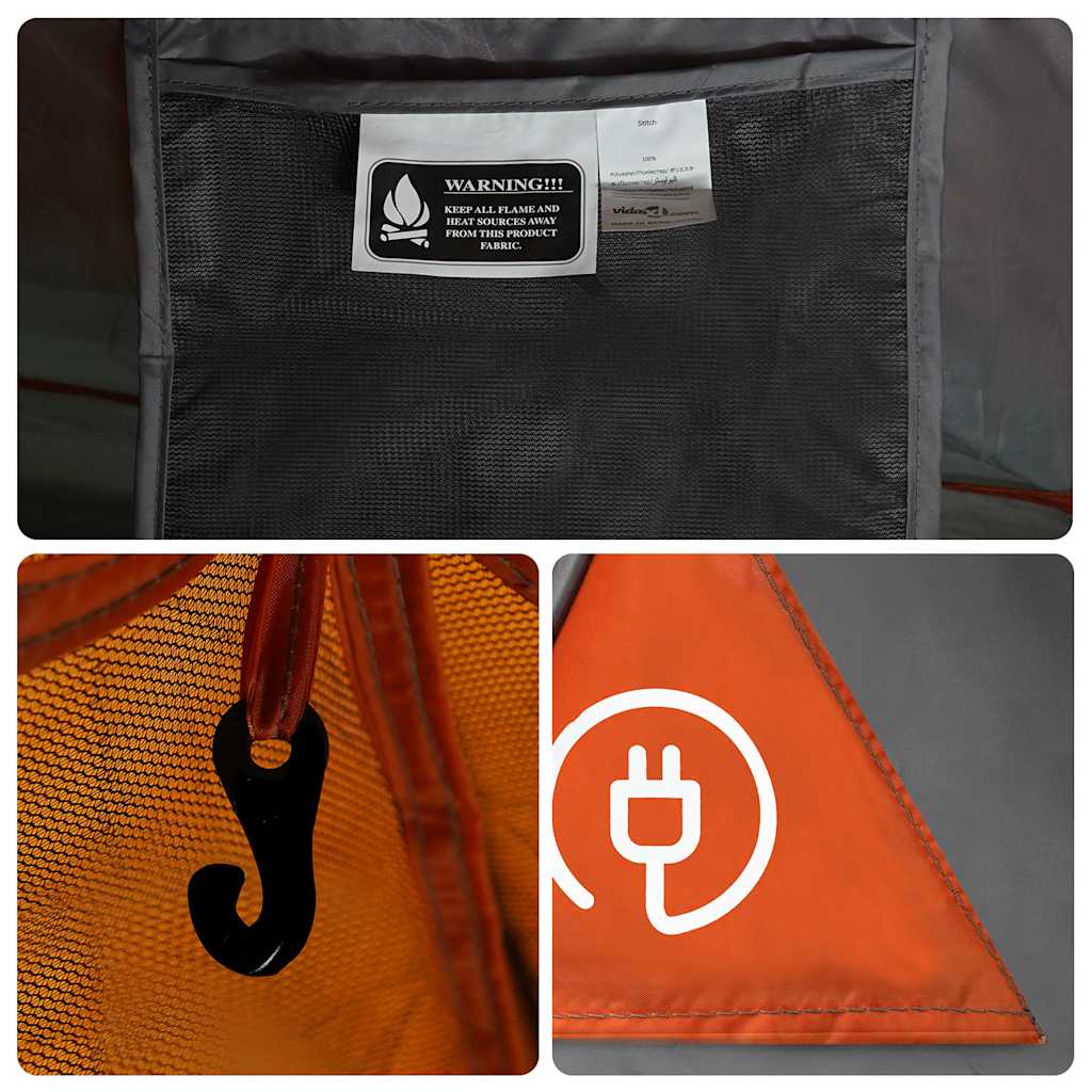 vidaXL Camping Tent Dome 2-Person Grey and Orange Waterproof - 43425