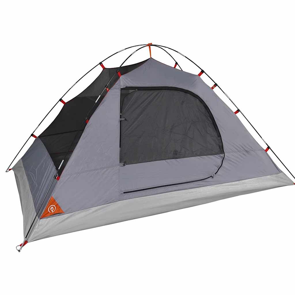 vidaXL Camping Tent Dome 2-Person Grey and Orange Waterproof - 43425