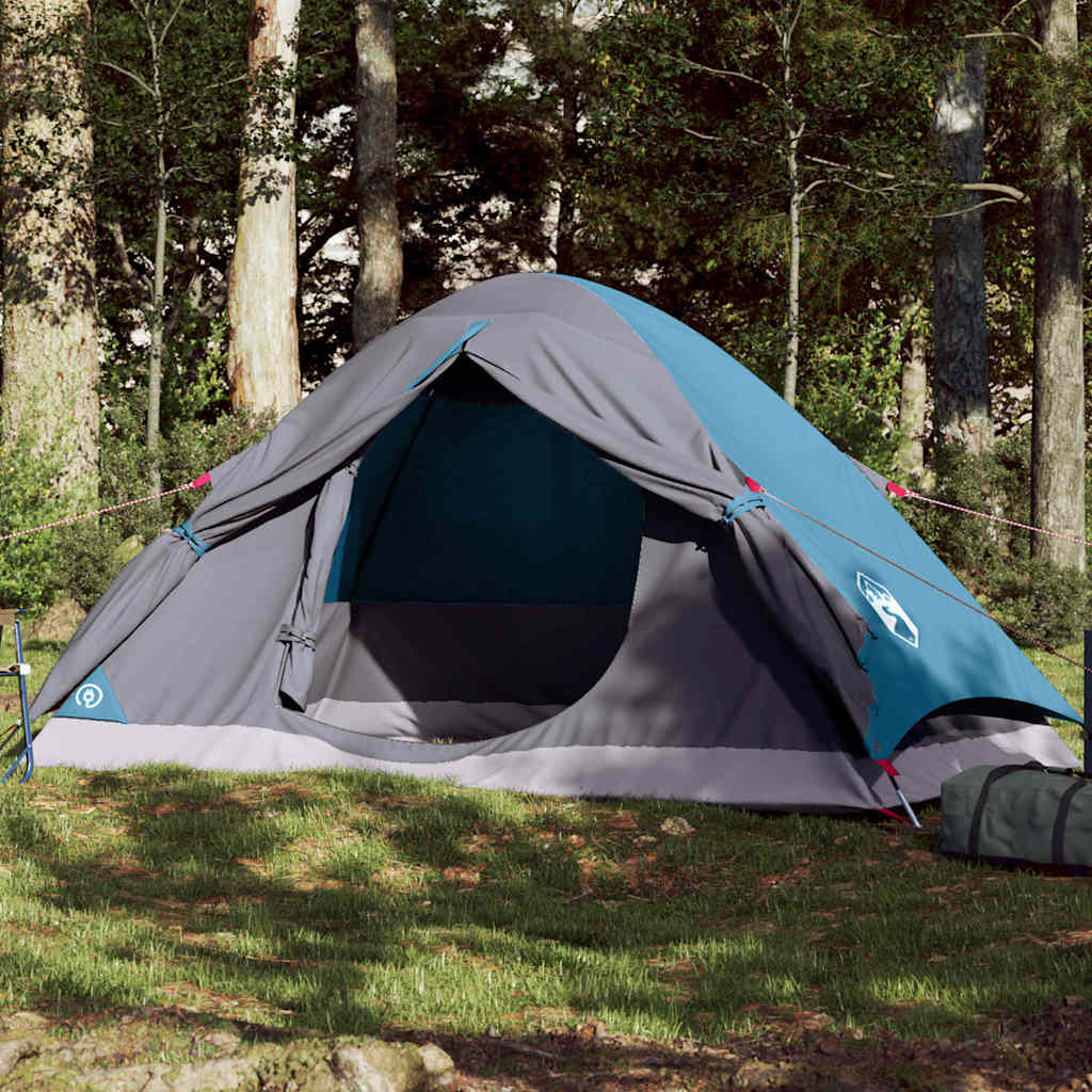 vidaXL Camping Tent Dome 4-Person Blue Waterproof - 43439
